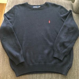 Men’s Ralph Lauren polo brand navy sweater with red pony